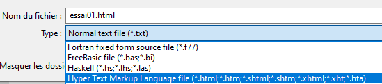 Type de fichier Notepad++